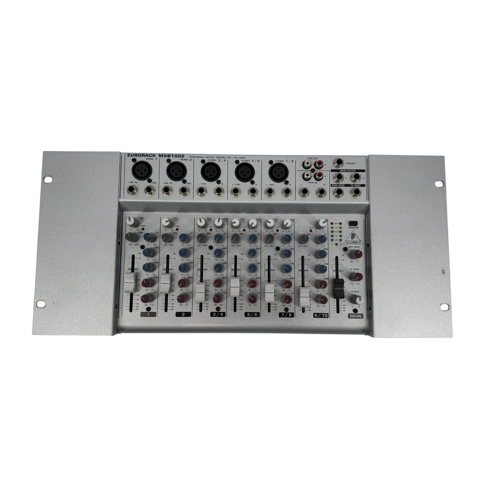 Behringer Eurorack MXB1002 10-Channel Battery Powered Mic Line Mixer Silver